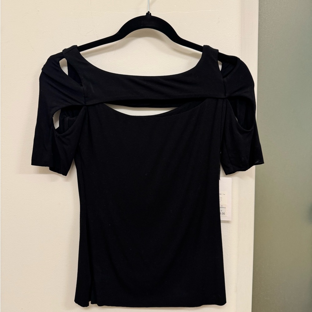 Bailey 44 Black Cutout Short Sleeve Top- Cardamom